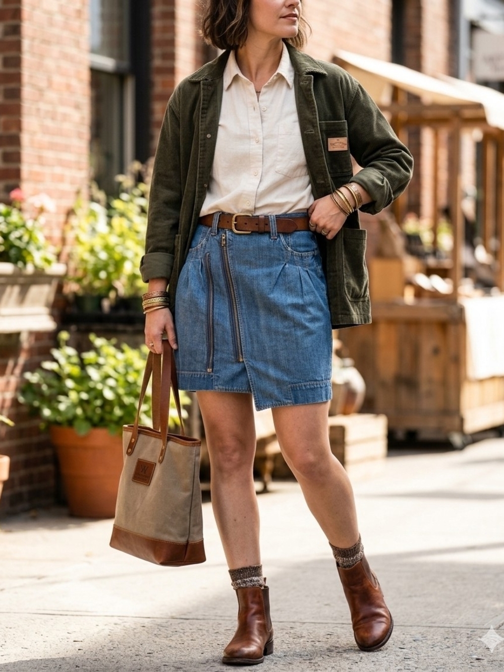 VTG Weekenders WorkshopY2K Denim Mini Skirt Asymmetrical Zip Utility Grunge Boho